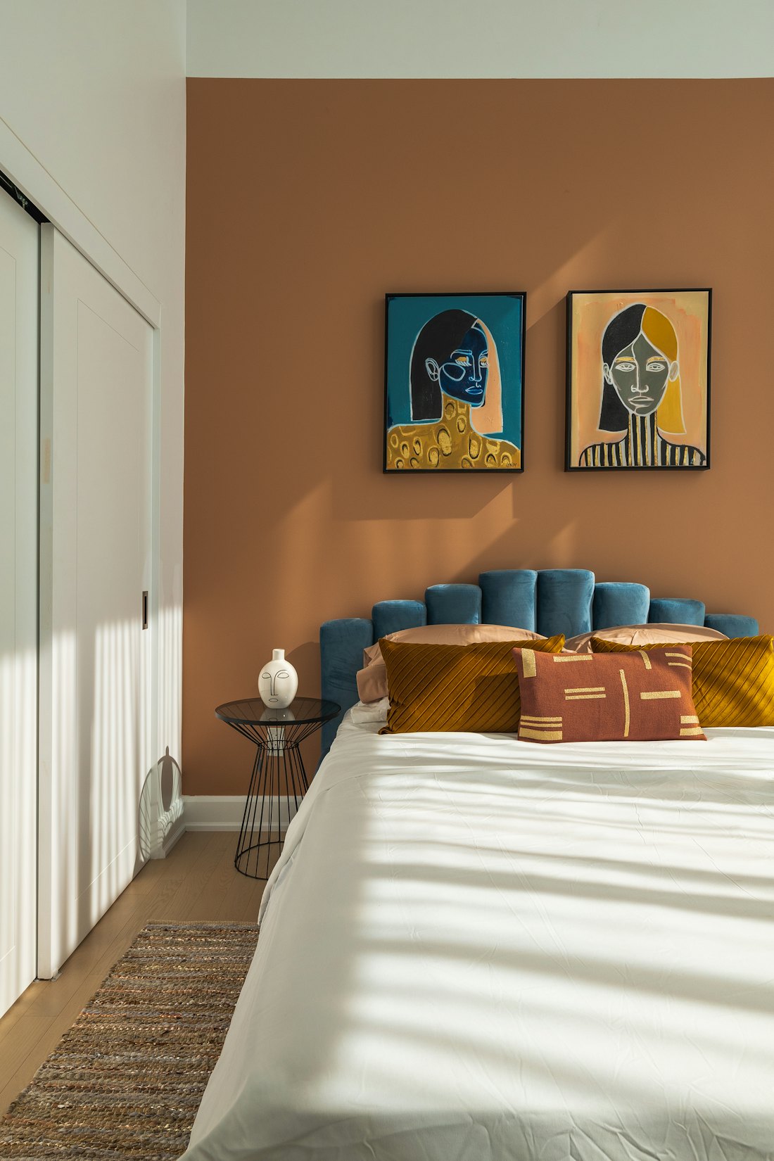 Warm neutral bedroom, freshly painted